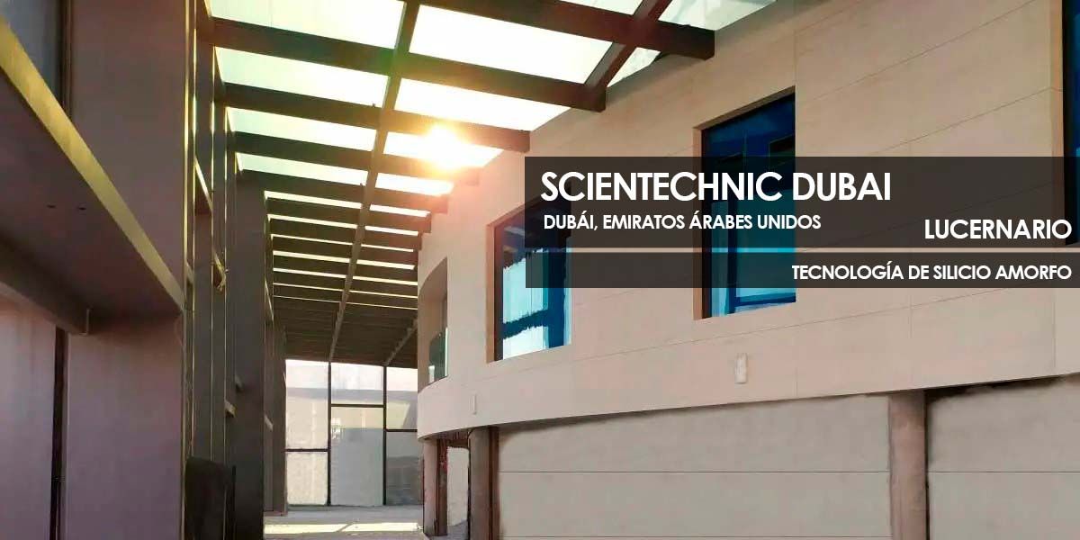 Lucernario fotovoltaico de silicio amorfo de Onyx Solar para Scientechnic Dubai 