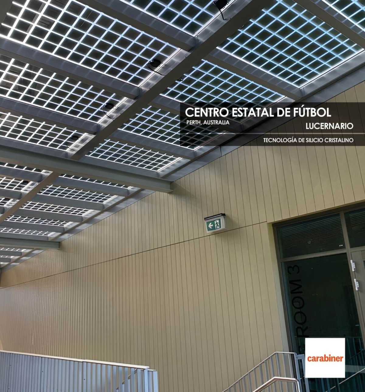 Centro estatal de Futbol en Perth, Australia, cuenta con un lucernario de vidrio fotovoltaico de silicio cristalino de Onyx Solar