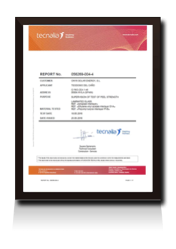 Resultados del Test de Tecnalia para Encapsulante de Onyx Solar