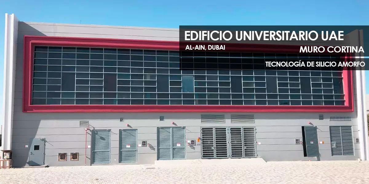 Edificio de la Universidad UAE cuenta con un muro cortino de silicio amorfo de by Onyx Solar