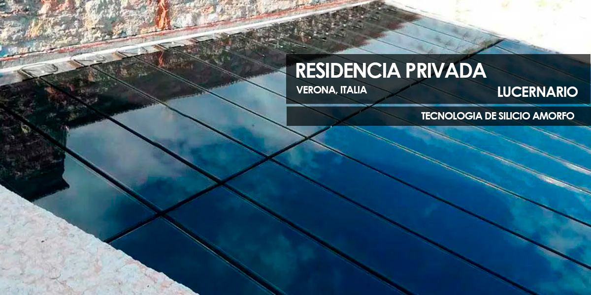 Lucernario de la Residencia Privada en Verona que presenta Vidrio de Tecnología Fotovoltaica de Silicio Amorfo de Onyx Solar