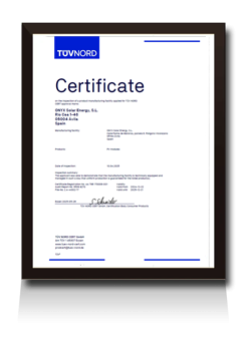Certificado Tuv Nord sobre Inspección en fábrica