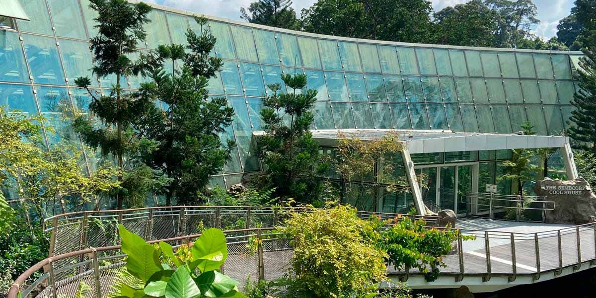 Vista exterior del lucernario del Jardín Nacional de Orquídeas construido con vidrio fotovoltaico de silicio amorfo fabricado por Onyx Solar