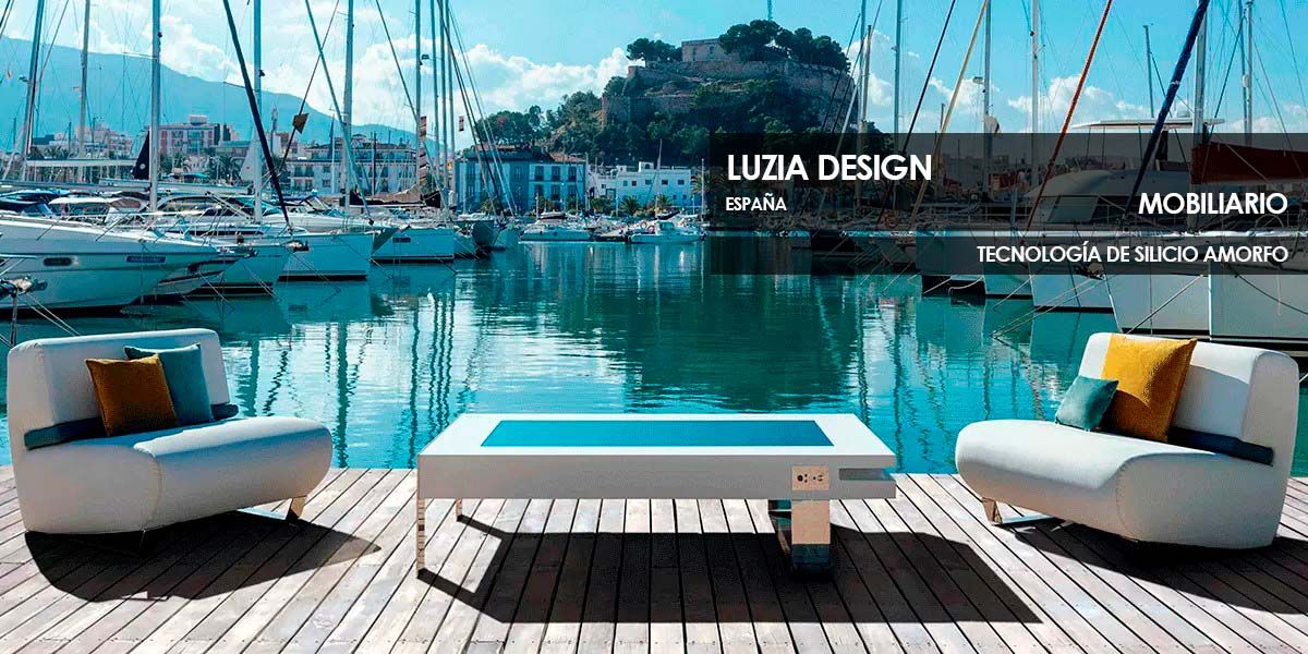 Muebles fotovoltaicos amorfos de Luzia Design por Onyx Solar.