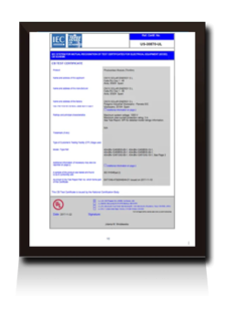 Certificado IEC 61646 Vidrio Amorfo