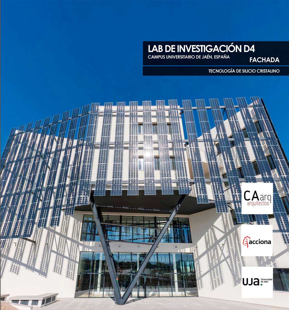 Fachada Laboratorios de Investigación D4 construida con vidrio fotovoltaico de silicio cristalino fabricado por Onyx Solar