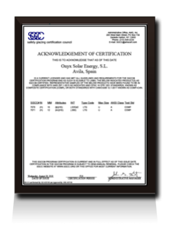 Certificado SGCC Onyx Solar