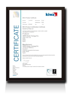 Certificación de Productos MCS Onyx Solar